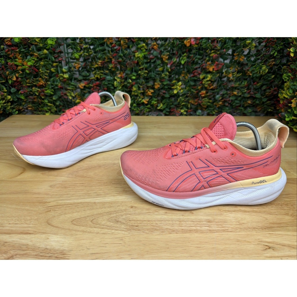 Asics Gel-Nimbus 25 Running Shoes Sneakers 1012B356 Orange Yellow Womens 7.5 GUC - Picture 3 of 12
